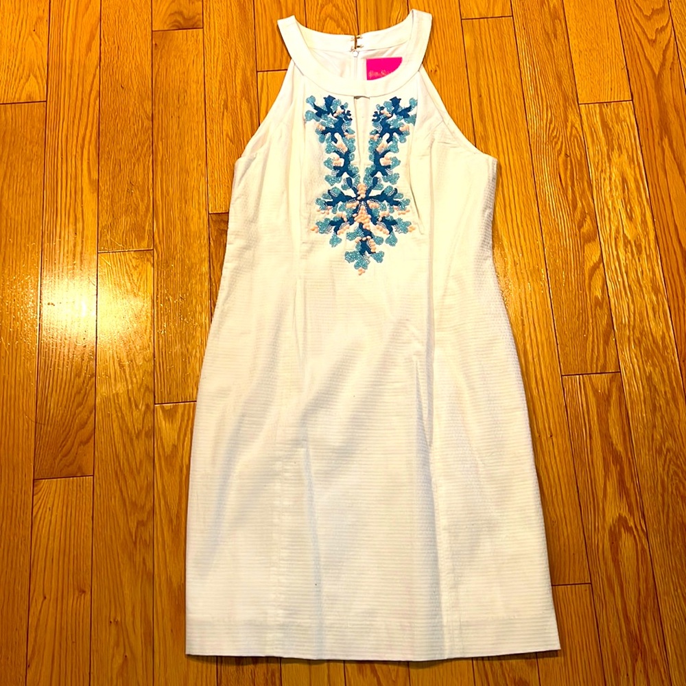 Lilly Pulitzer White Dress with Beaded Detail